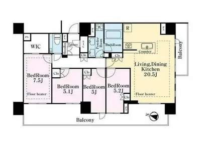ブランズ本郷(4LDK/10階)の間取り写真