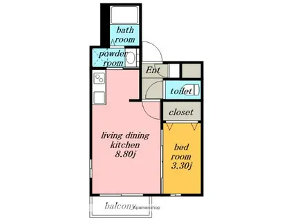 CHERIM中村公園ONYX(1LDK/2階)の間取り写真