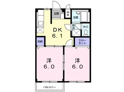 エルディムナツメD(2DK/2階)の間取り写真