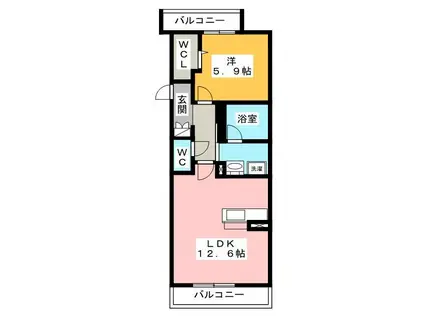 シャーメゾン如月(1LDK/3階)の間取り写真