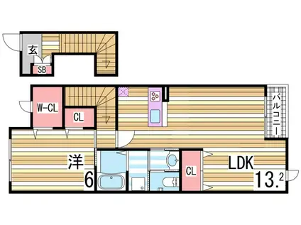 パ・モネ(1LDK/2階)の間取り写真