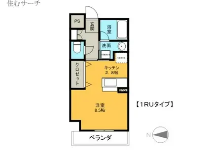 ハイトピア四日市(1K/4階)の間取り写真