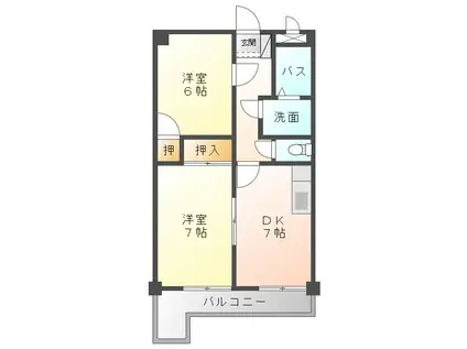 エステート南山TS・Ⅱ(2DK/2階)の間取り写真