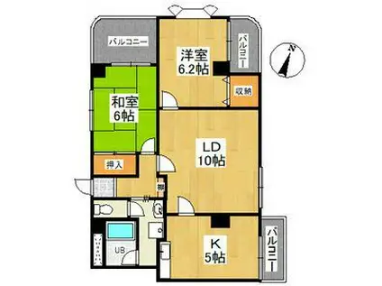 サンビームAZ(2LDK/6階)の間取り写真