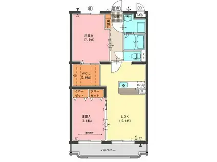 アースライト植木(2LDK/4階)の間取り写真
