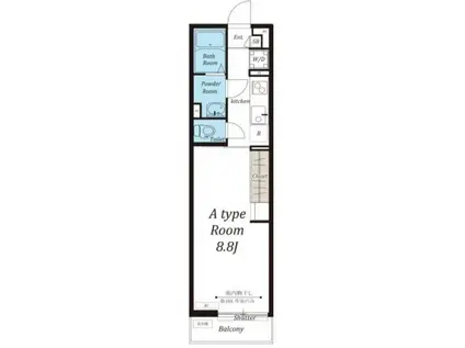 リブリ・明和(1K/2階)の間取り写真