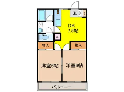 サンレジデンス大向(2DK/1階)の間取り写真