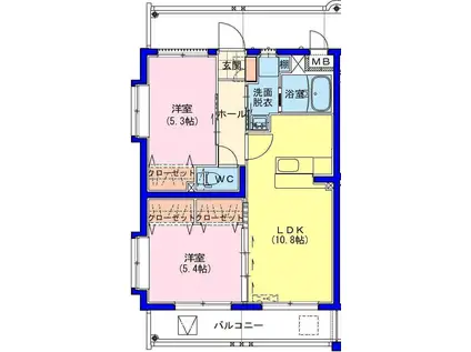 ユーミーMINATO(2LDK/2階)の間取り写真