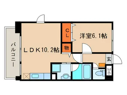 名藤ビル(1LDK/6階)の間取り写真