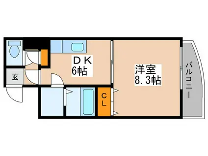 ジュマ旭ヶ丘(1DK/2階)の間取り写真