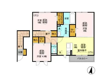 ハピネス(3DK/2階)の間取り写真