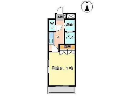 MODEII(1K/2階)の間取り写真