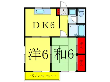 サンハイム福井(2DK/3階)の間取り写真