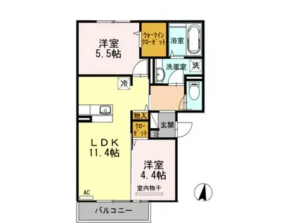 メゾン・ラフィーネ A棟(2LDK/2階)の間取り写真