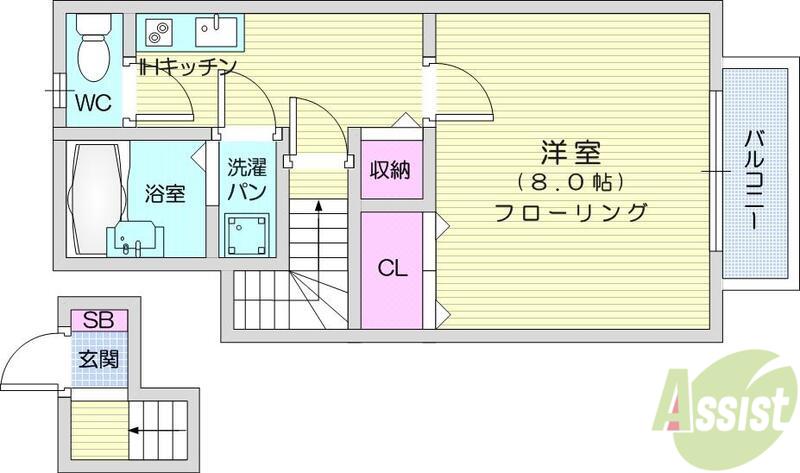 ART弥生町ヒルズ(1K/2階)の間取り写真