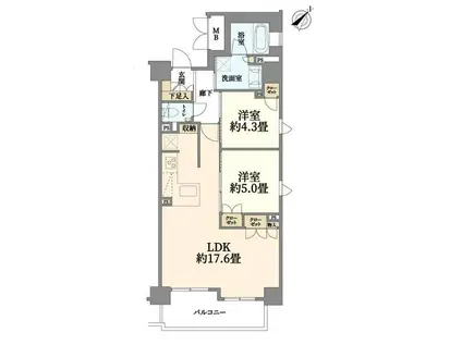 プレサンスロジェ横浜関内(2LDK/10階)の間取り写真