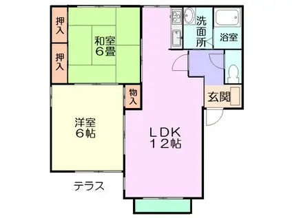 パークハイツB棟(2LDK/1階)の間取り写真