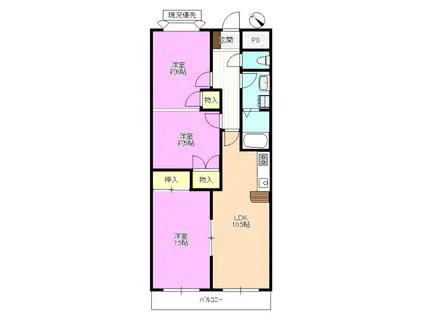 フォーエバー小林(3LDK/1階)の間取り写真