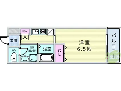 ロイヤルクイーンズパーク蛍池(1K/5階)の間取り写真