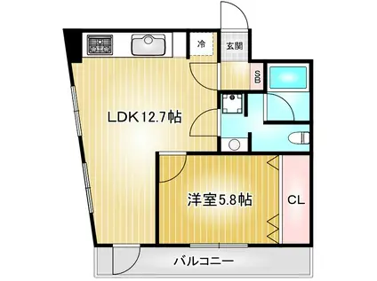 ISM松原(1LDK/2階)の間取り写真