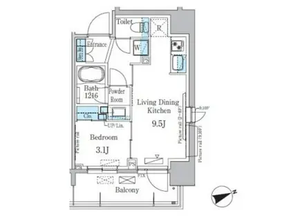 パークアクシス本所吾妻橋(1LDK/3階)の間取り写真