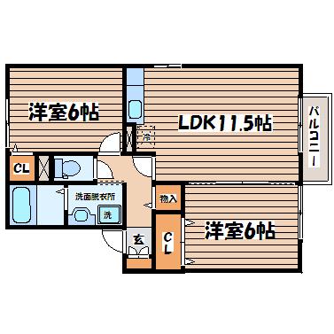 ファミリア泉(2LDK/1階)の間取り写真