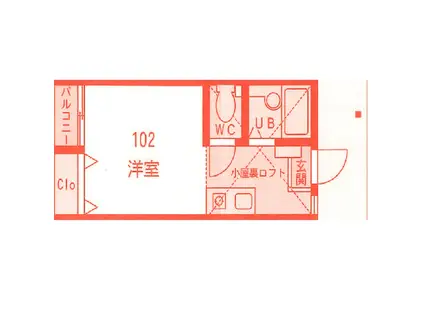 ベイエリア横濱(ワンルーム/1階)の間取り写真