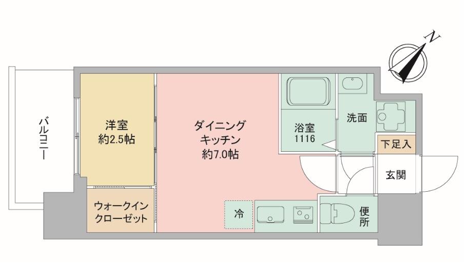 セレニテ神戸西エクラ(1DK/11階)の間取り写真