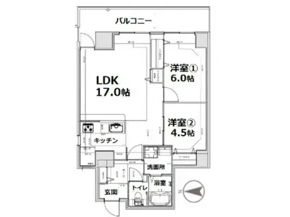 シティコート目黒2棟(2LDK/2階)の間取り写真
