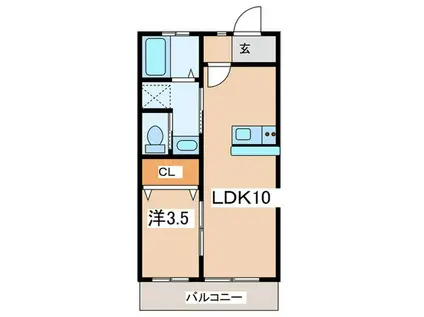 ラフール湘南(1LDK/1階)の間取り写真