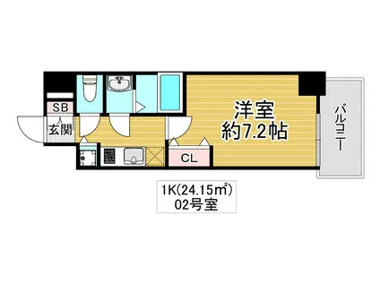 シェモアヨコヅツミ(1K/7階)の間取り写真