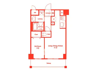 CASSIA藤沢本町(1LDK/3階)の間取り写真