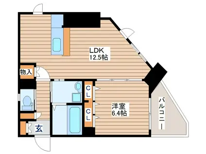 ル・グランノワール(1LDK/3階)の間取り写真