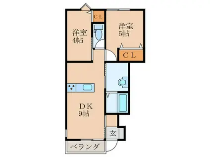 LA VITA 築城 II(2DK/1階)の間取り写真