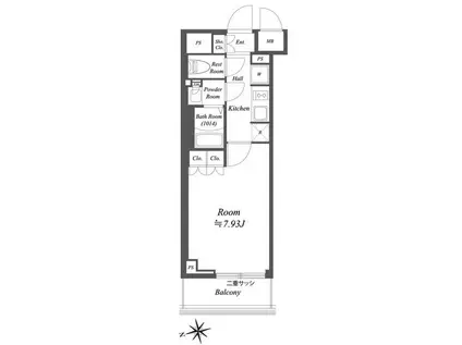 ブランシエスタ荻窪(1K/2階)の間取り写真