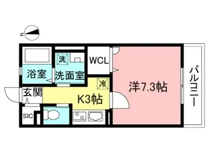 ローズマリーコートII(1K/2階)の間取り写真