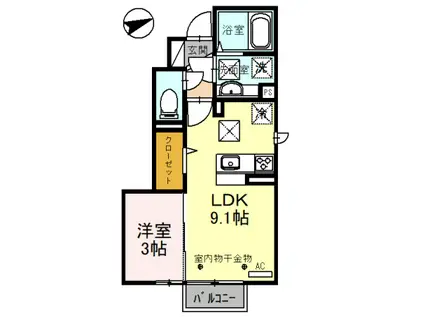 NICO1(1LDK/1階)の間取り写真