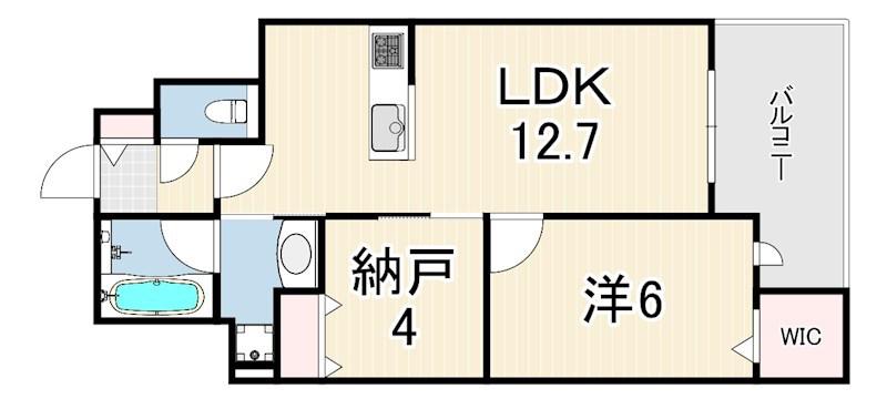 LA VITA西宮北口(1SLDK/4階)の間取り写真