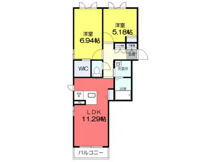 シャーメゾンプルミエール(2LDK/2階)の間取り写真