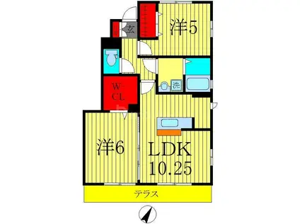 エクレール(2LDK/1階)の間取り写真