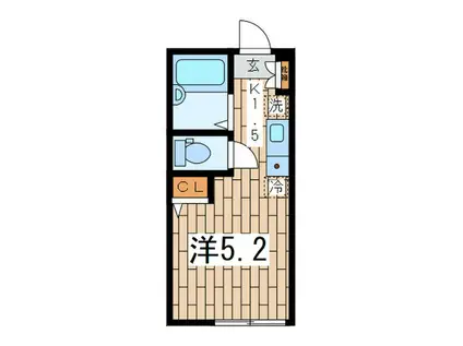 ハルモニア(1K/1階)の間取り写真