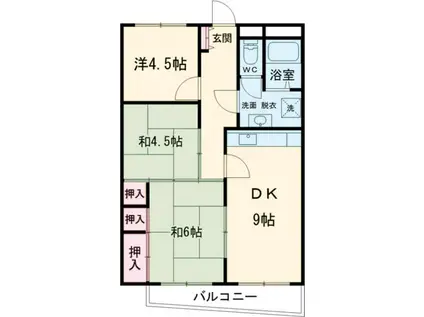 スカイマンション河辺(3DK/2階)の間取り写真