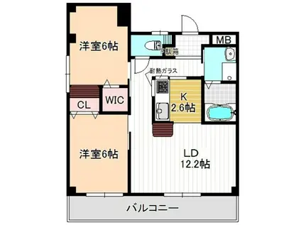 ハイツ幹(2LDK/2階)の間取り写真