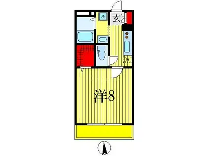 ルポゼ東中山(1K/1階)の間取り写真