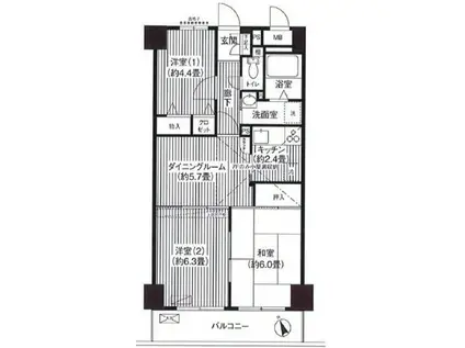 グランシエロ川口本町(3DK/7階)の間取り写真