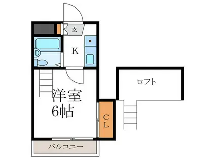 ホームタウン(1K/2階)の間取り写真