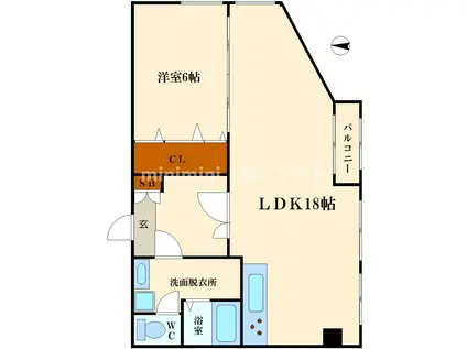 ラパンジール大国4(1LDK/2階)の間取り写真