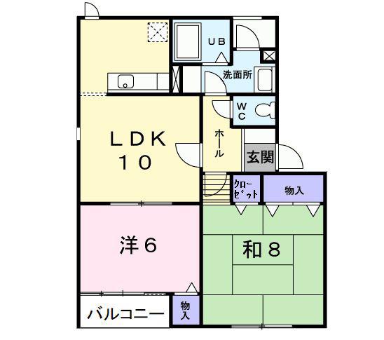 スカイドミール(2LDK/2階)の間取り写真