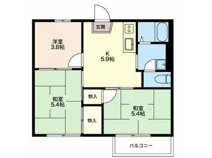 フリーダム大島 B(3K/1階)の間取り写真