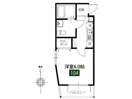 MELDIA梅島III(1K/1階)の間取り写真